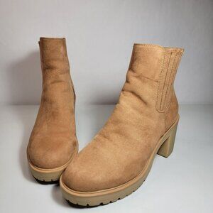 Universal Thread Women's Cognac Katrina Memory Foam Block Heel Boots Size 10